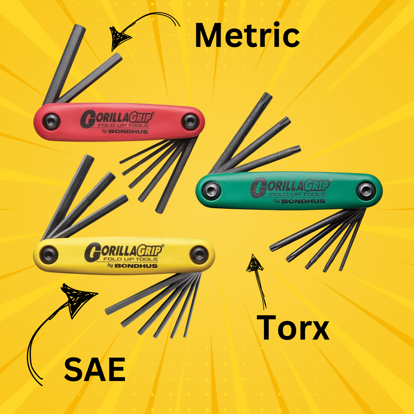 Bondhus Gorrilla Grip Hex and Star Wrench 3 Pack