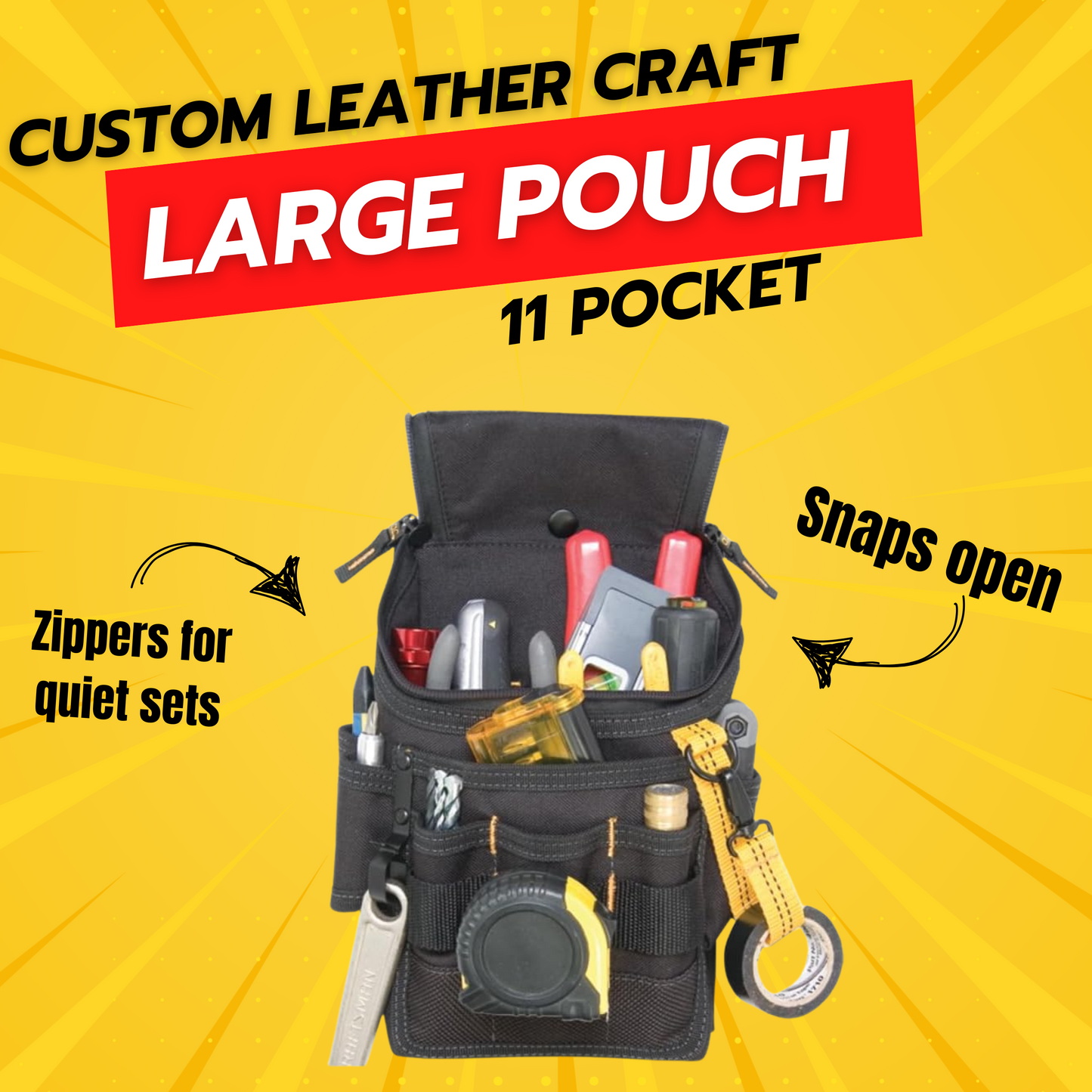 Custom Leathercraft Large 11-Pocket Utility Pouch